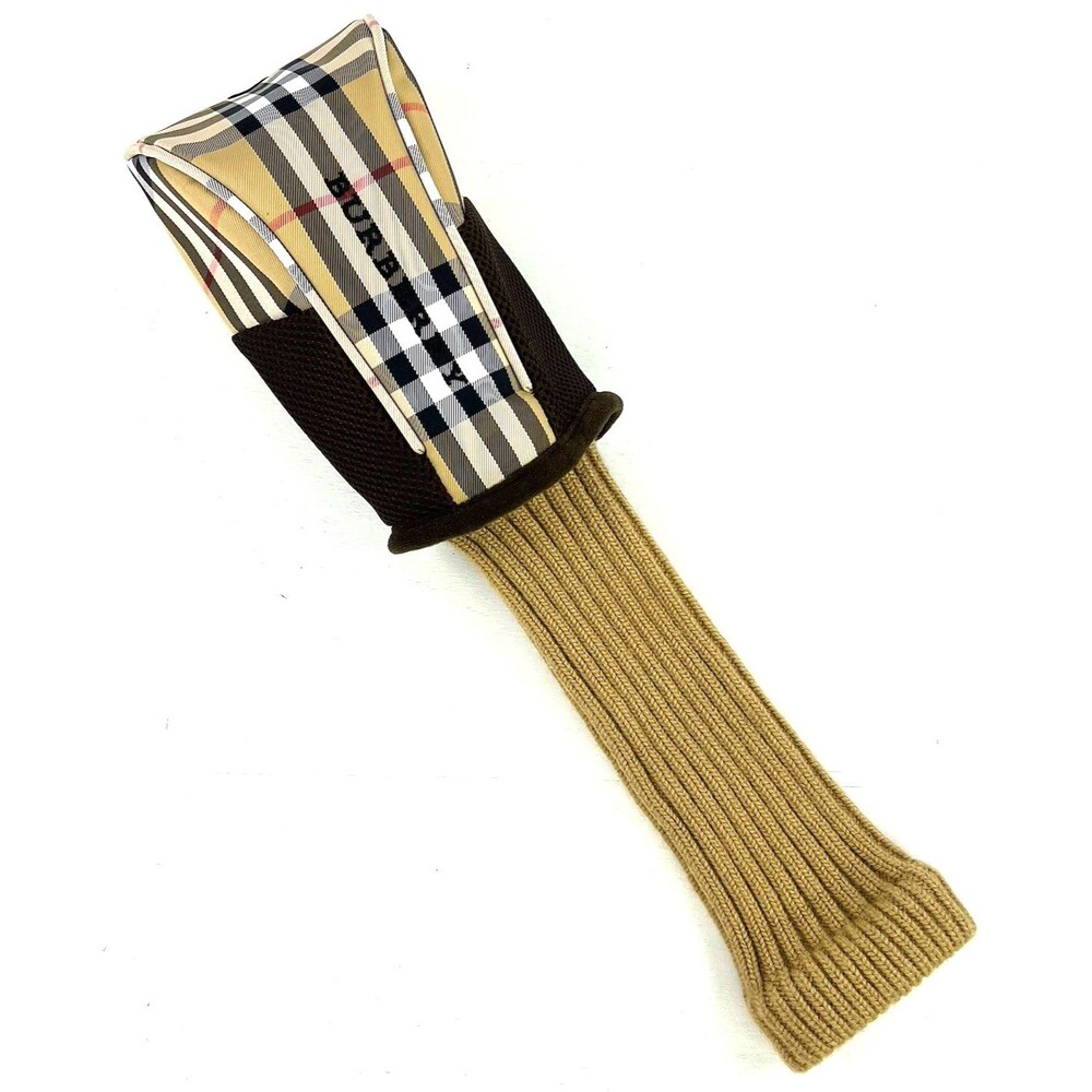 Burberry Nova Check Golf Club 3 Wood Headcover #3 Beige Tan Knit Sock Luxury Y2K